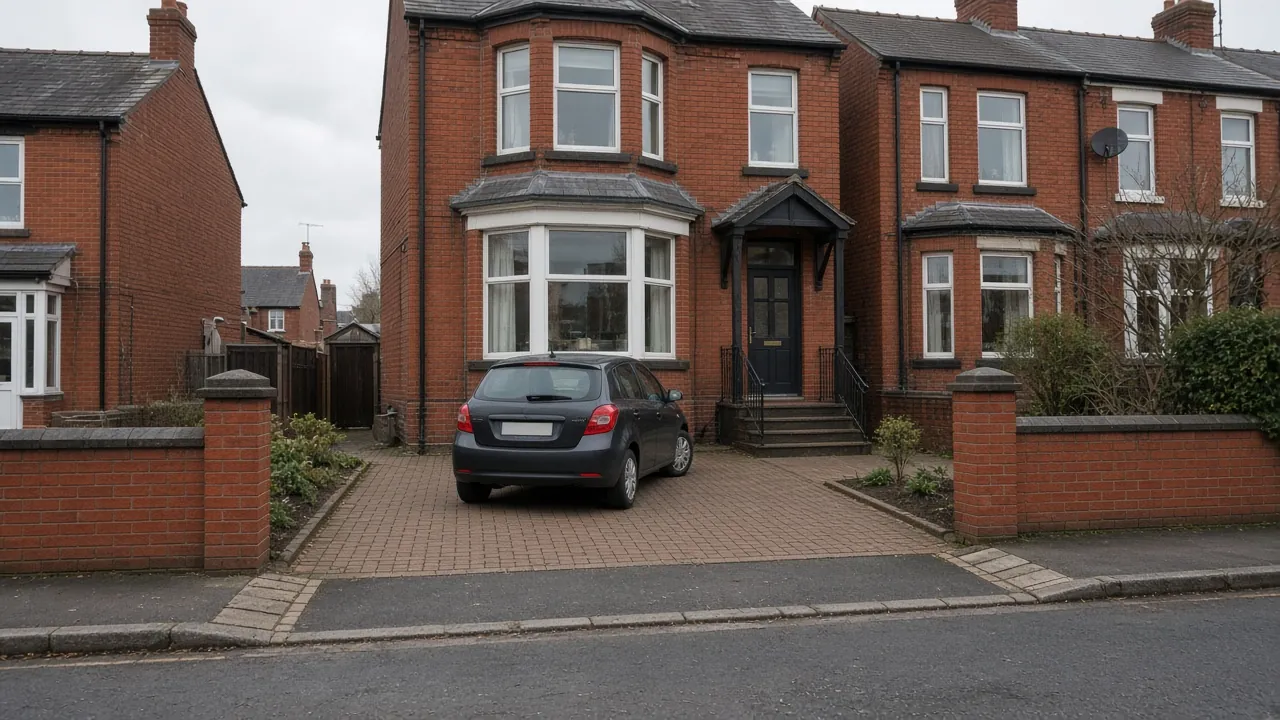 Example image: Victorian terraced house in Redcar with a block-paved parking space and dropped kerb in front